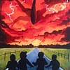 The Stranger Things crew in front of a daunting sky. Perfect for a great wine and painting experience.
