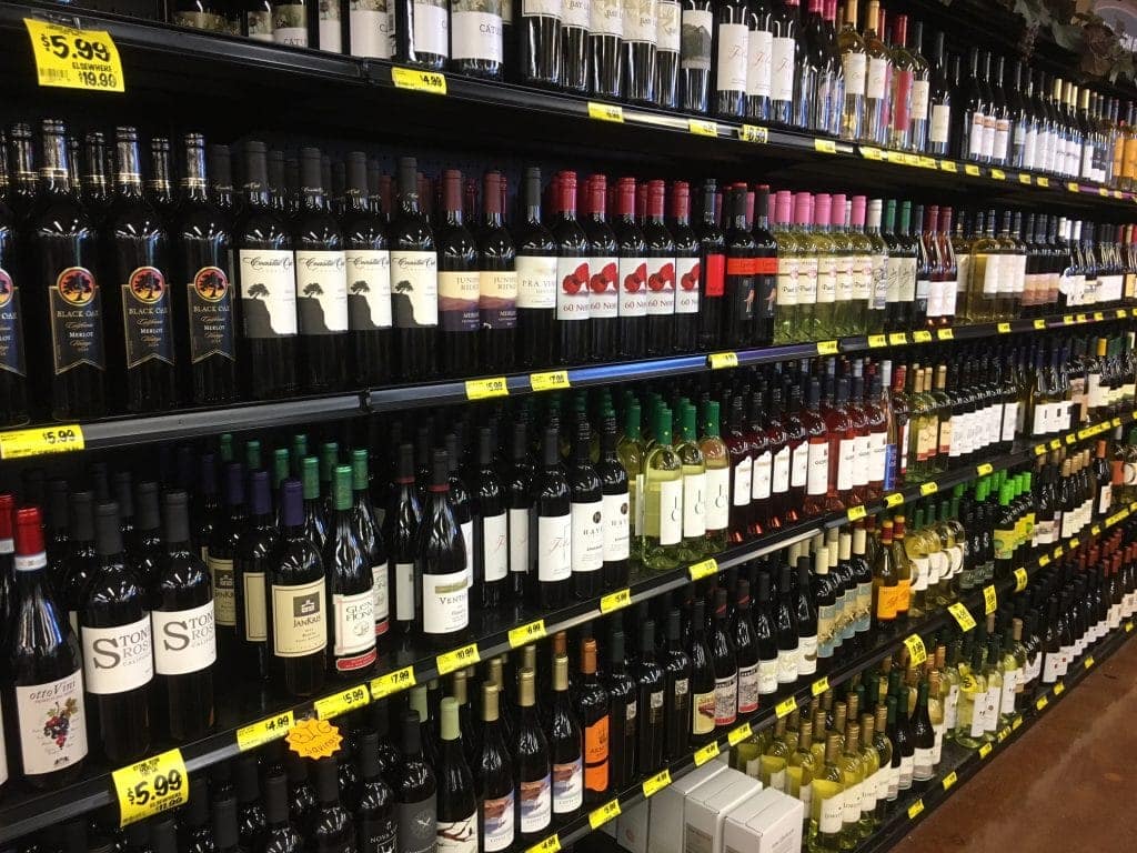 Large wine selection at Grocery Outlet