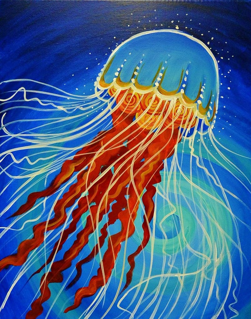 Check out the Jellyfish paint n sip class near me. The place for Tacoma paint and sip classes. Painting with a twist paint events.