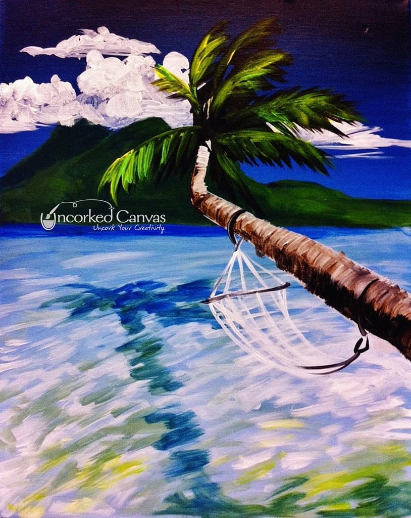 Cool off with this refreshing tropical paradise painting. A fun and easy acrylic painting for beginners!